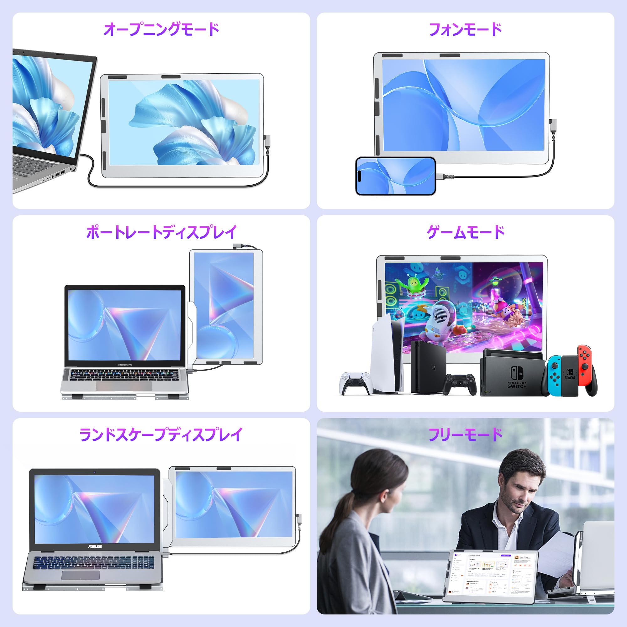 Amazon.co.jp: ポータブルモニターノートパソコン画面拡張Kwumsy F1